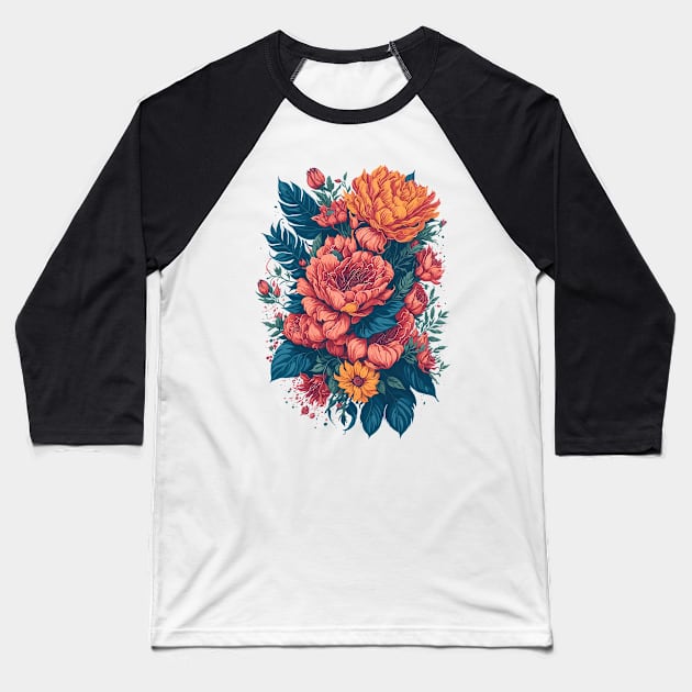 Pretty Flowers - Floral Baseball T-Shirt by ElMass